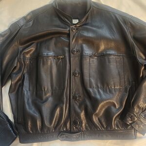Giorgio Armani 100%Leather Authentic Jacket - Classic Black